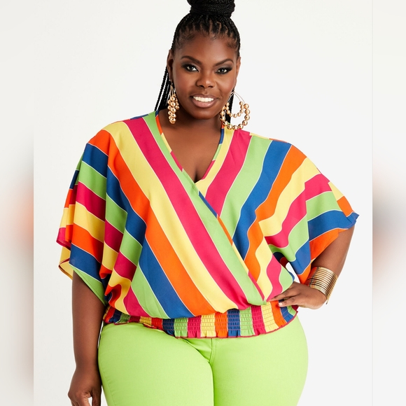 NWT 3X (22/24) ASHLEY STEWART Faux Wrap Striped Blouse - Picture 5 of 6